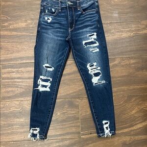 American Eagle Outfitters Ripped Dark Blue Skinny Jeans